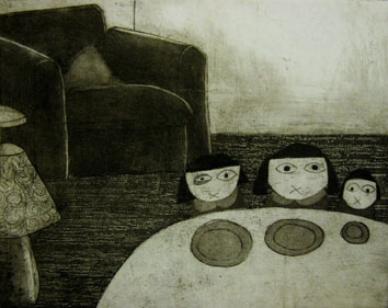 Standby (2008) etching on paper - Pui Lee