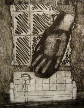 The Waiting Room (2008) etching on paper - Pui Lee