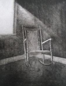 Untitled (chair) (2009) etching on paper - Pui Lee