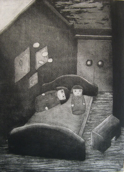 Still Lives series: Interior (2011) etching on paper - Pui Lee
