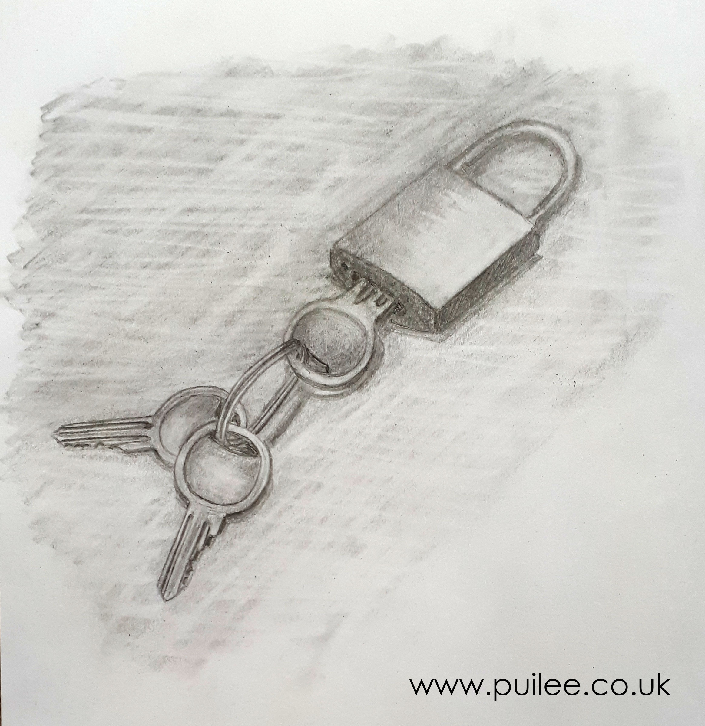 Lock and Three Keys (2020) - pencil on paper - Artist Pui Lee