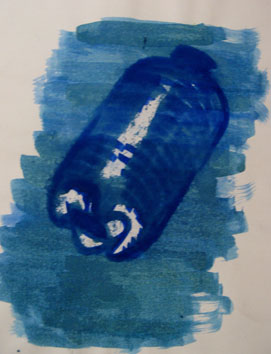 Untitled (bottle) (2004) ink, wax and marker pen on paper - Pui Lee