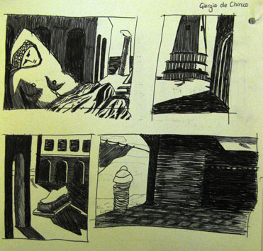 Drawings: Transcriptions from the work of de Chirico (2010) biro on paper - Pui Lee