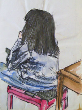 Sketchbook Study (2004) - rollerball and watercolour wash on paper - Pui Lee