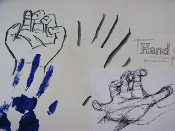 Studies of Hand (2005) mixed media on paper - Pui Lee