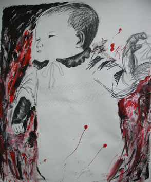 [unfinished] Untitled (baby) (2005) mixed media on paper - Pui Lee
