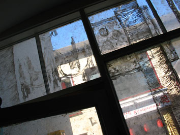 Detail of whitewash drawing window installation (2005) ii